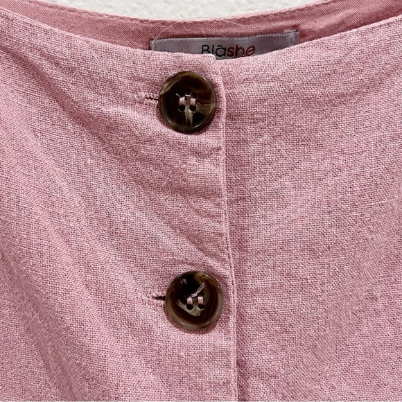 BLASHE Linen Pink Button Crop Top Size M - Picture 5 of 8